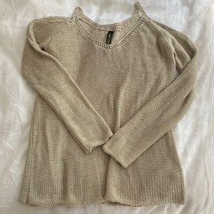 Tan open shoulder sweater